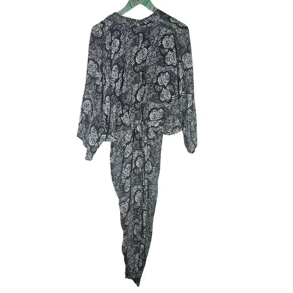 Vetiver Retrograde Kimono Dress Big Butterfly Black and White All Over Pattern, - Picture 4 of 12